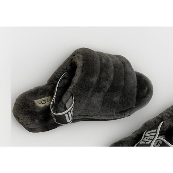 UGG Fluff Yeah! Slides Sheepskin Charcoal Color Slipper Size 9 US - Picture 5 of 8